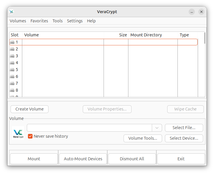 022 4 1 veracrypt main screen